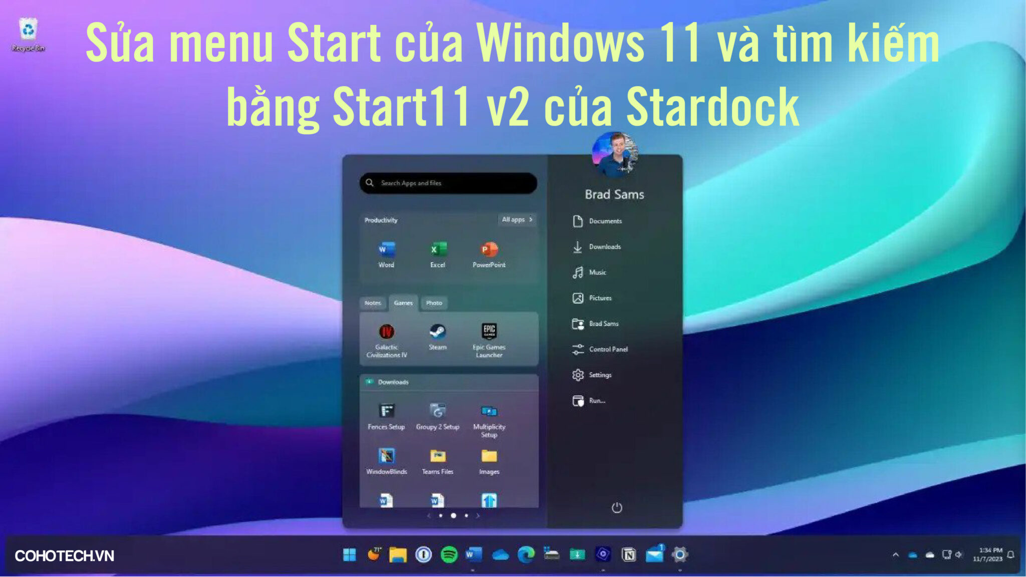Sửa menu Start của Windows 11 và tìm kiếm bằng Start11 v2 của Stardock ...