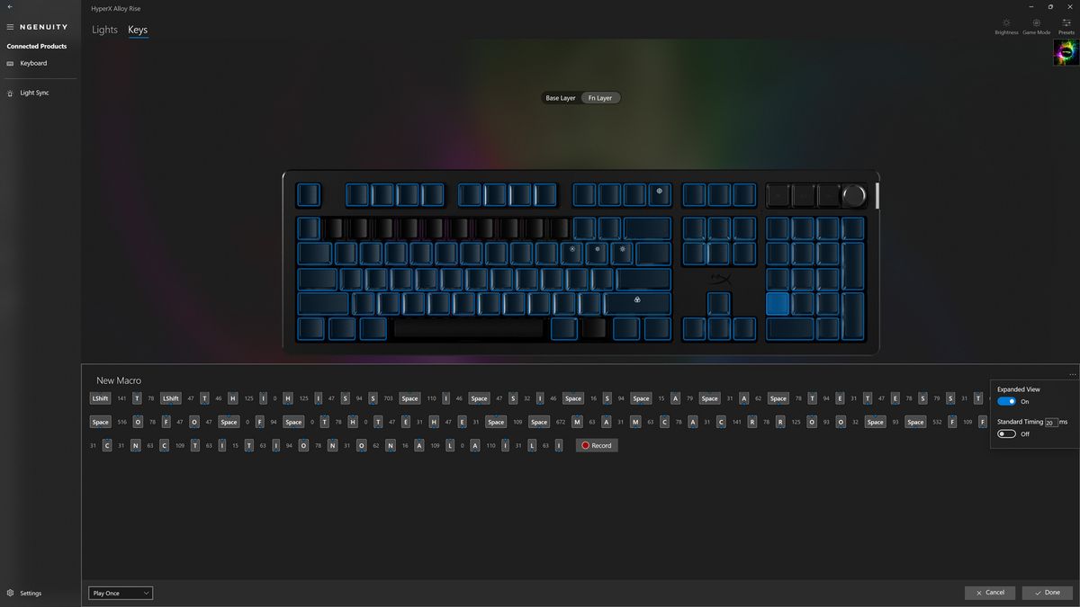 ban phim choi game co hoc HyperX Alloy Rise 12