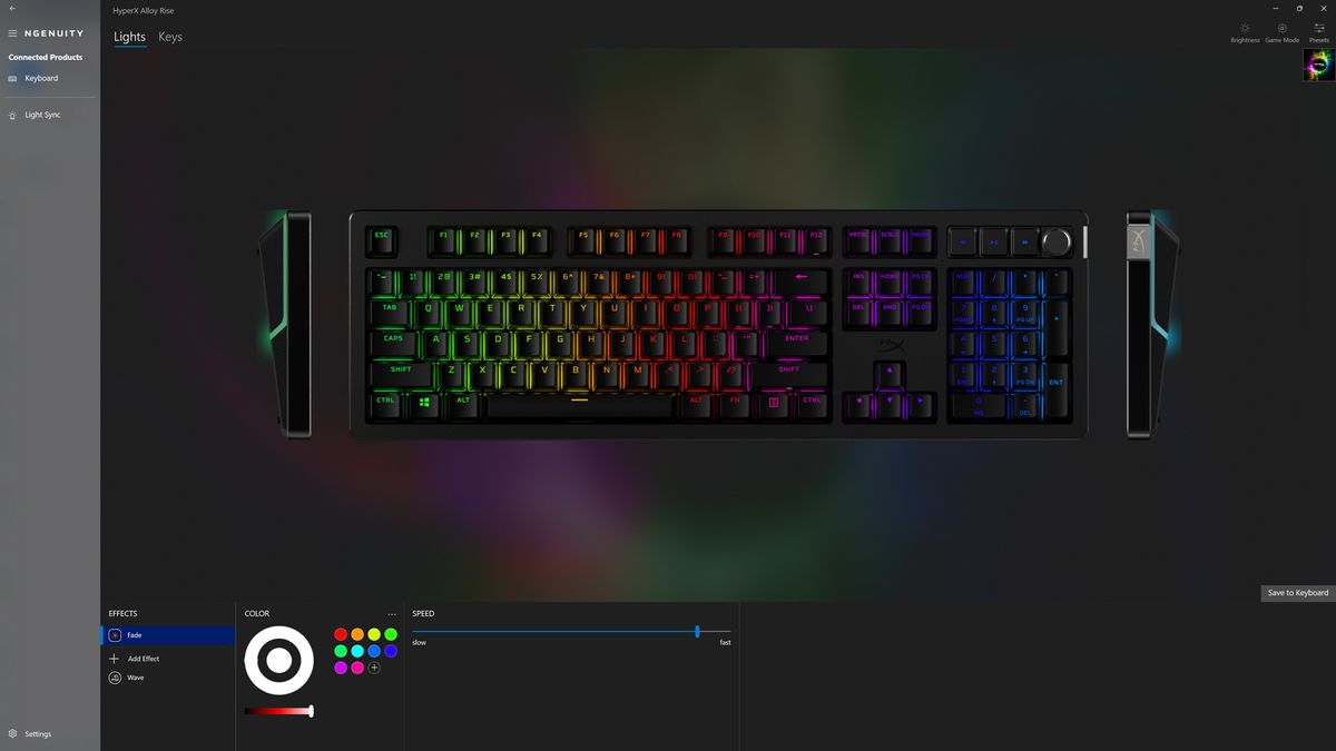 ban phim choi game co hoc HyperX Alloy Rise 13