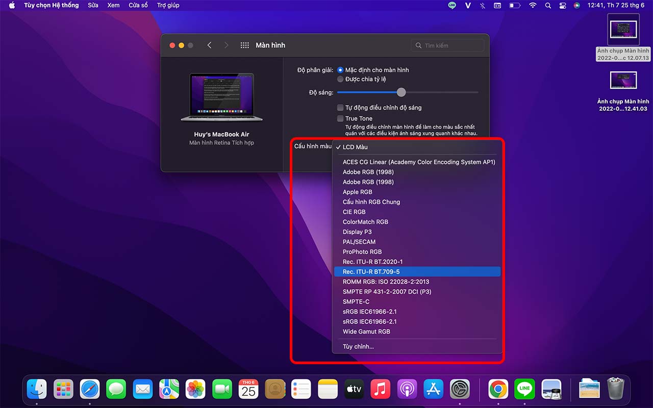 Cach dieu chinh mau sac tren MacBook