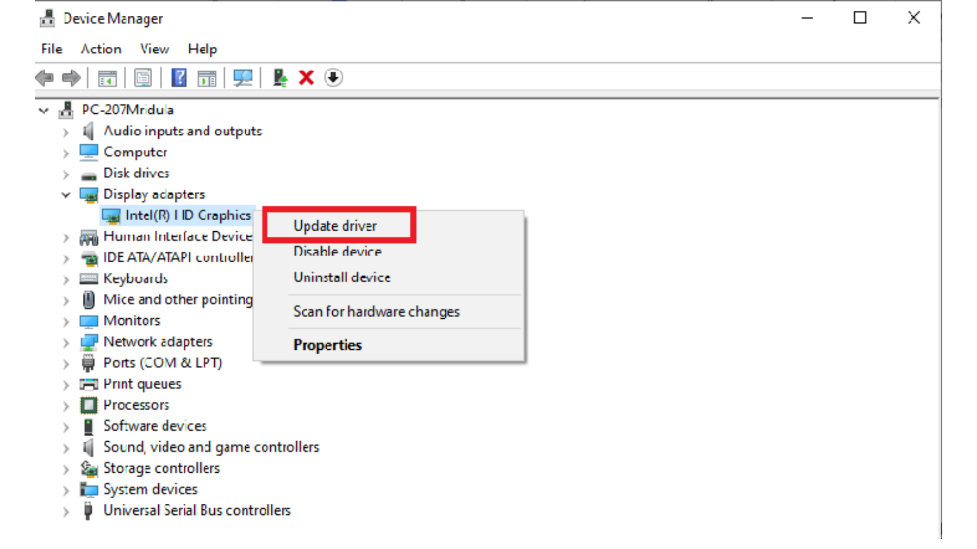 Hướng dẫn cách khắc phục màn hình laptop bị đỏ hiệu quả 16 Cap nhat hoac cai dat lai driver card do hoa 1
