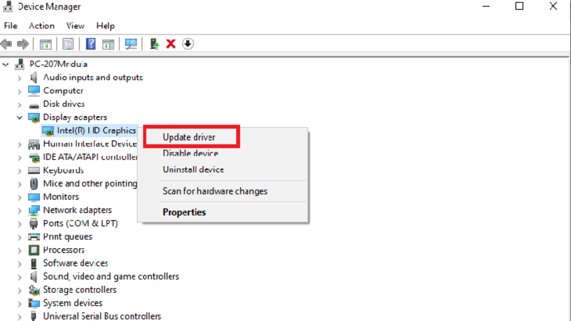 Hướng dẫn khắc phục lỗi màn hình laptop bị chớp giật, nhấp nháy 19 Cap nhat hoac cai dat lai driver card do hoa