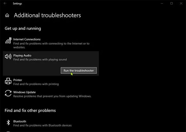 Chay trinh sua loi am thanh Windows Troubleshooter