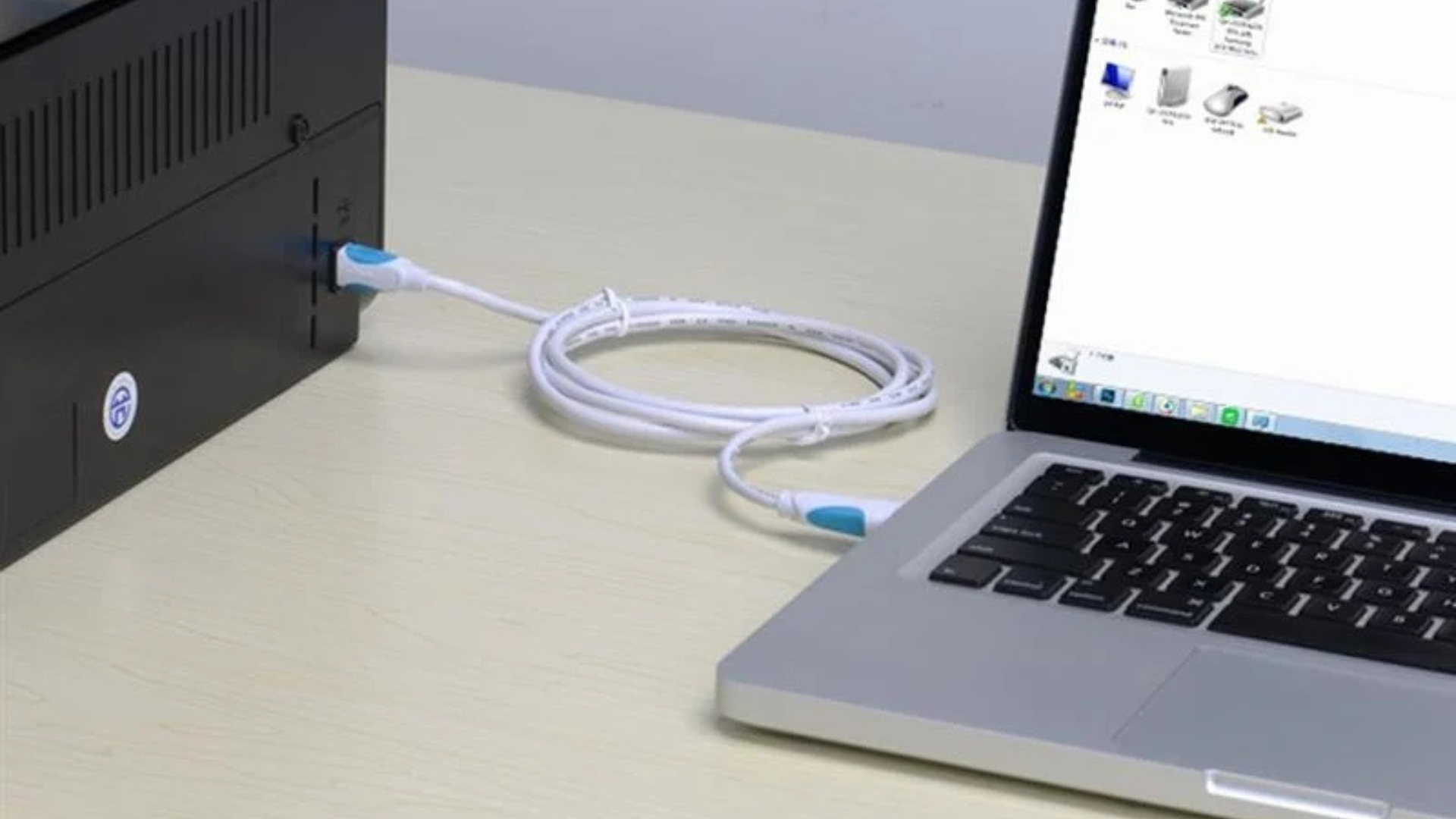 Ket noi may in co day voi laptop qua cong USB