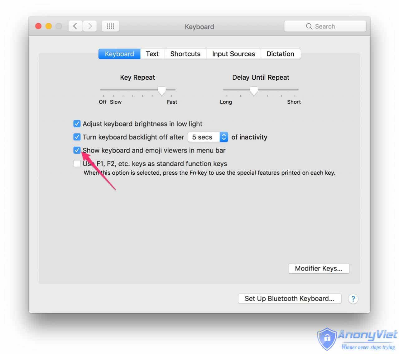 Mo ban phim ao tu System Preferences