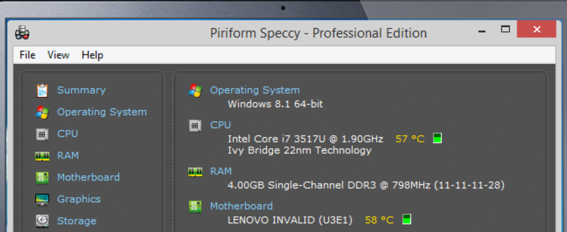 Hướng dẫn cách kiểm tra cấu hình laptop Windows nhanh và hiệu quả 15 Speccy
