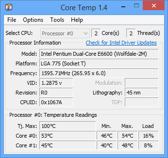 Cách theo dõi tình trạng phần cứng Laptop giúp máy tính luôn hoạt động tốt 7 Su dung Core Temp de theo doi nhiet do CPU