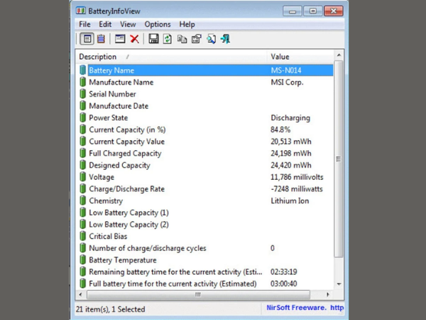 Cách theo dõi tình trạng phần cứng Laptop giúp máy tính luôn hoạt động tốt 9 Su dung phan mem BatteryInfoView
