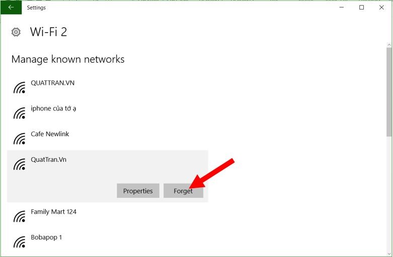 Hướng dẫn sửa lỗi laptop không kết nối được WiFi 17 Xoa va ket noi lai mang WiFi