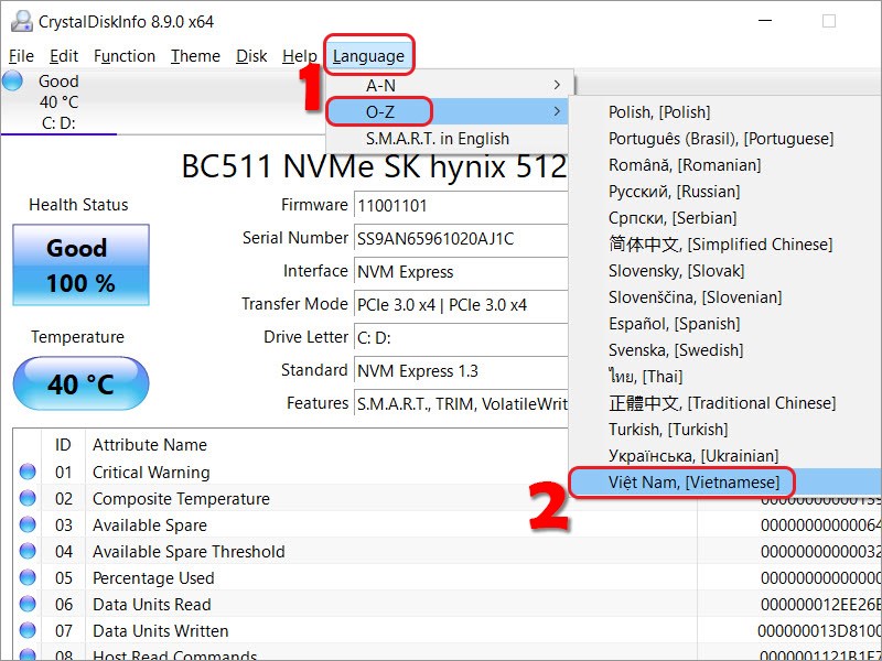 Cách theo dõi tình trạng phần cứng Laptop giúp máy tính luôn hoạt động tốt 3 crystaldiskinfo