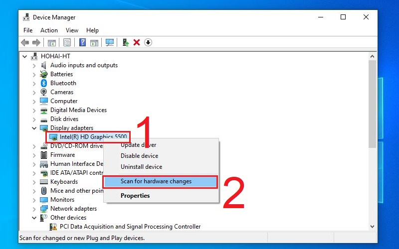 Hướng dẫn cách sửa lỗi màn hình laptop bị xanh lá cây 3 Loi driver card do hoa