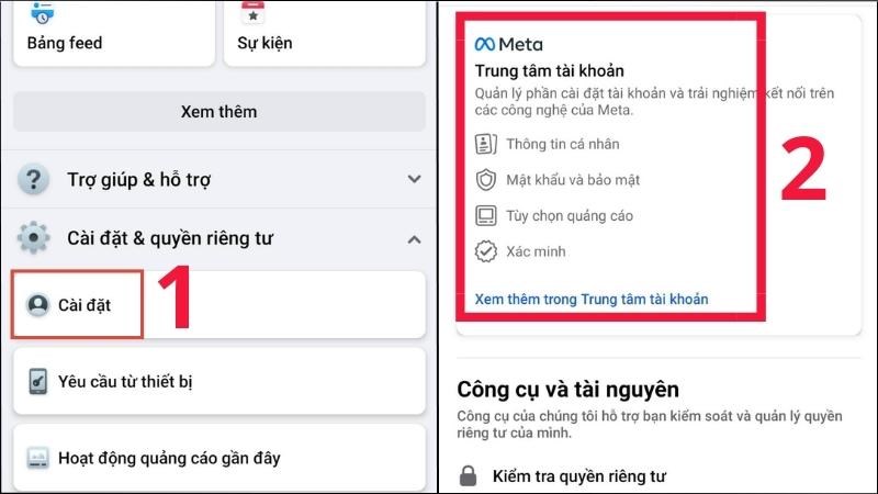 Hướng dẫn cách đổi tên trên Facebook hiệu quả và an toàn 23 Truy cap cai dat 2