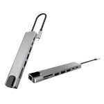 Bộ chuyển đổi hub Type-C 8in1 USB-C USB*2 HDTV SD TF Rj45