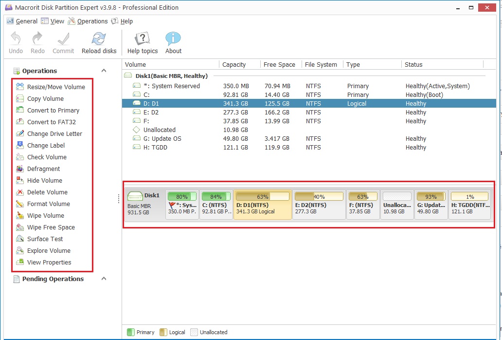 Chia o C cho he dieu hanh