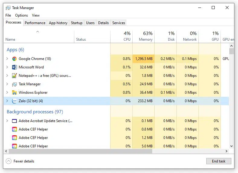 Laptop bị treo, đơ liên tục: Nguyên nhân và cách sửa chữa 28 Co qua nhieu ung dung chay nen