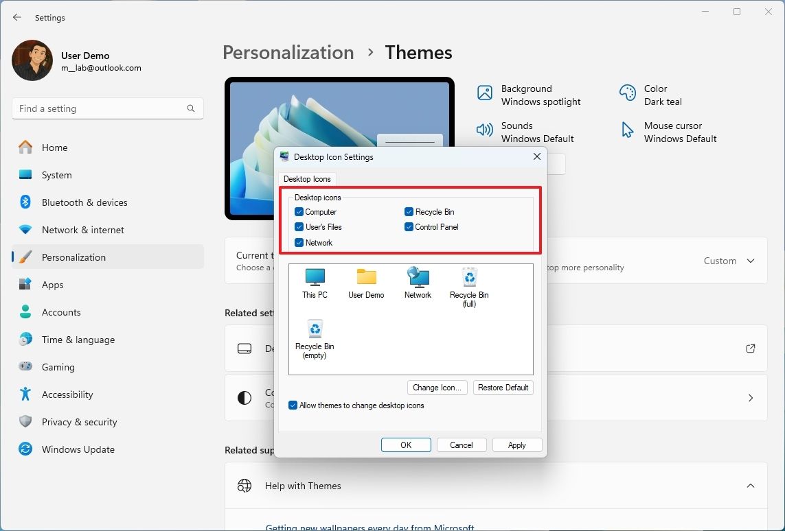 Cách hiển thị hoặc ẩn biểu tượng trên màn hình nền Windows 11 19 Cach hien thi hoac an bieu tuong tren man hinh nen Windows 11 6