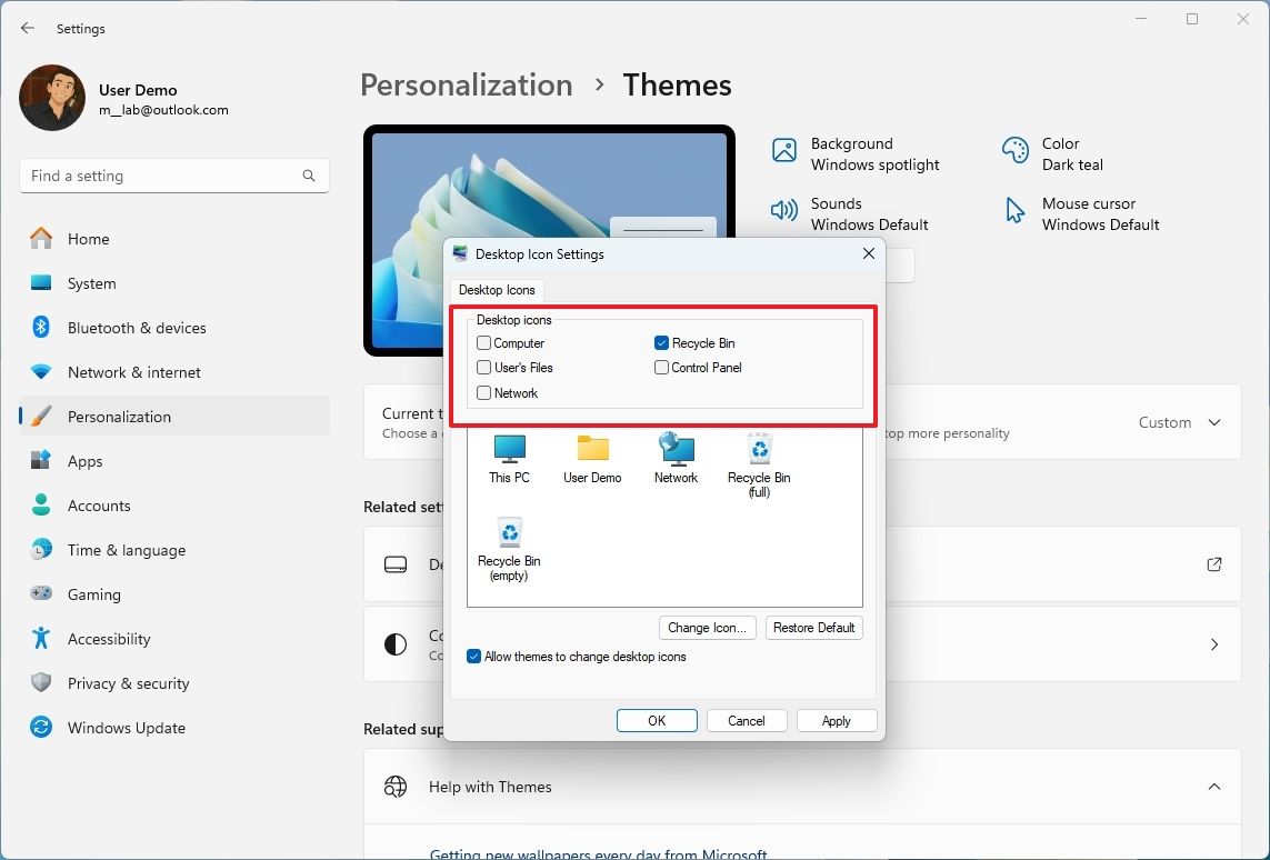 Cách hiển thị hoặc ẩn biểu tượng trên màn hình nền Windows 11 22 Cach hien thi hoac an bieu tuong tren man hinh nen Windows 11 9