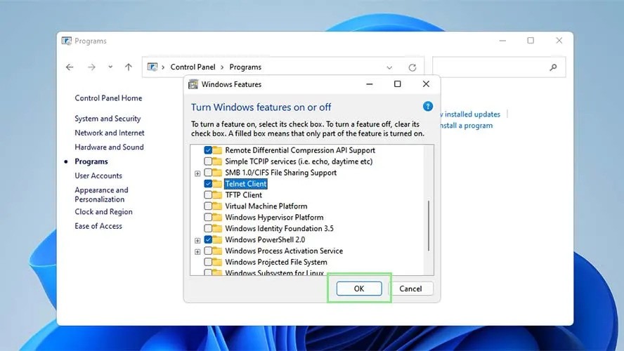 Cách bật và sử dụng Telnet trên Windows 11 7 Cach bat va su dung Telnet tren Windows 11 7