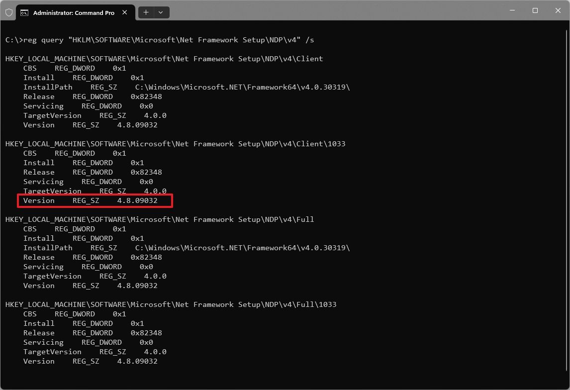 Cách kiểm tra phiên bản .NET Framework trên Windows 10 và 11 12 Cach kiem tra phien ban .NET Framework tren Windows 10 va 11 6