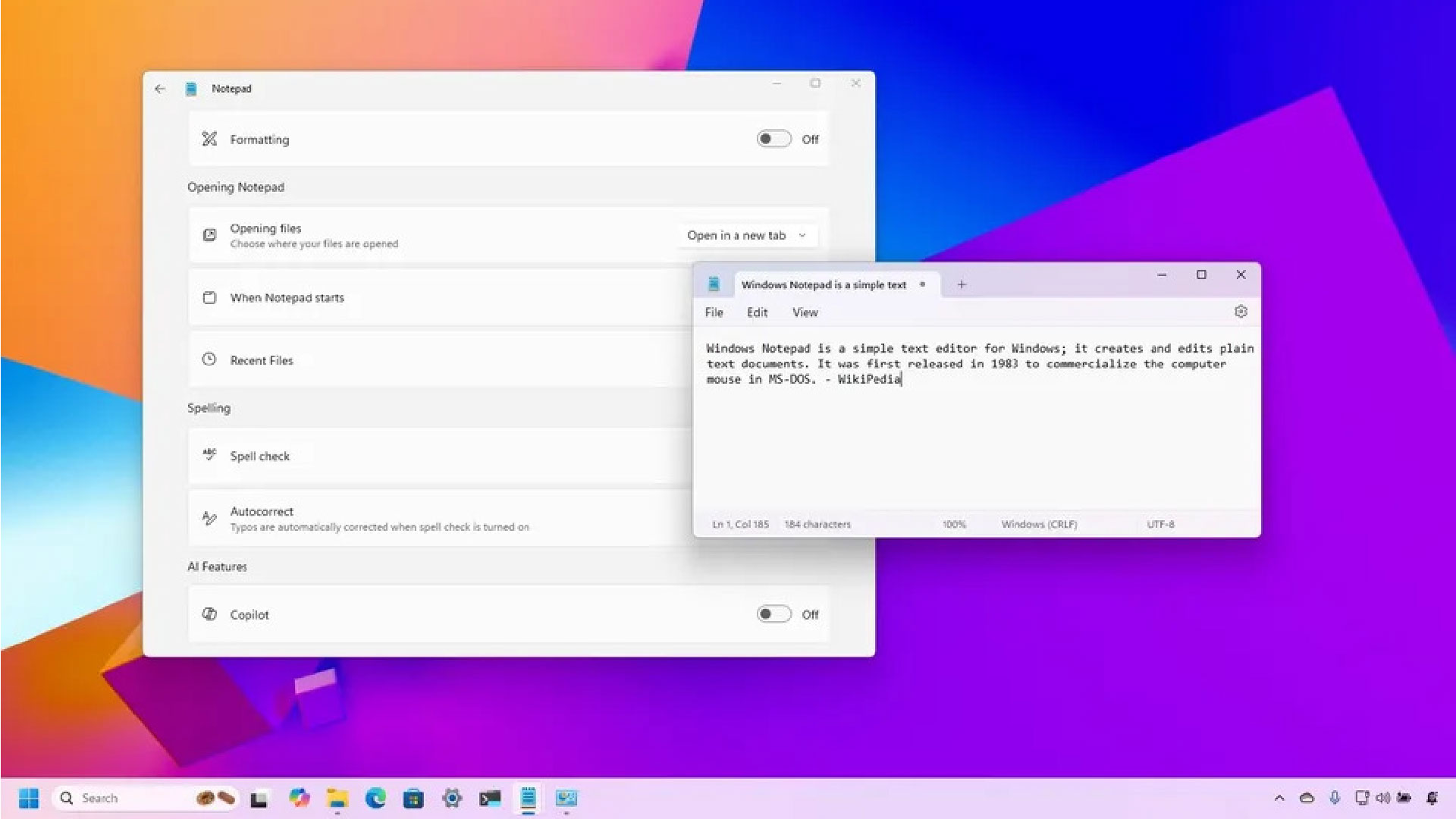 Cách tắt AI trong Notepad trên Windows 11 để có trải nghiệm cổ điển 1 Cach tat AI trong Notepad tren Windows 11 de co trai nghiem co dien 01