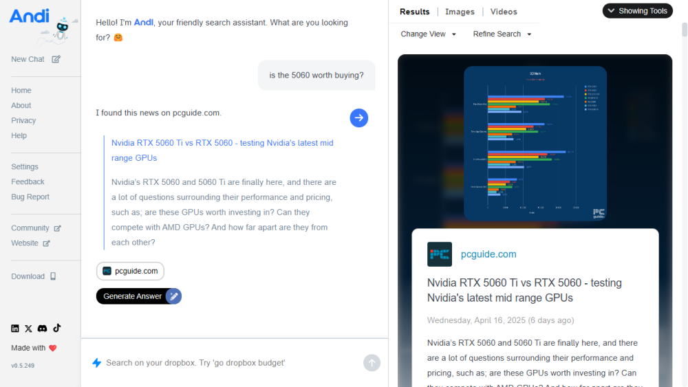 Đã chán với Google Search? Đây là những công cụ tìm kiếm AI tốt nhất hiện nay! 8 Andi