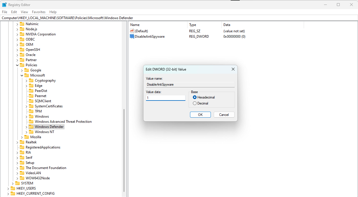 Huong dan bat hoac tat Windows Defender 1