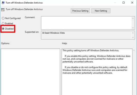 Huong dan bat hoac tat Windows Defender 8