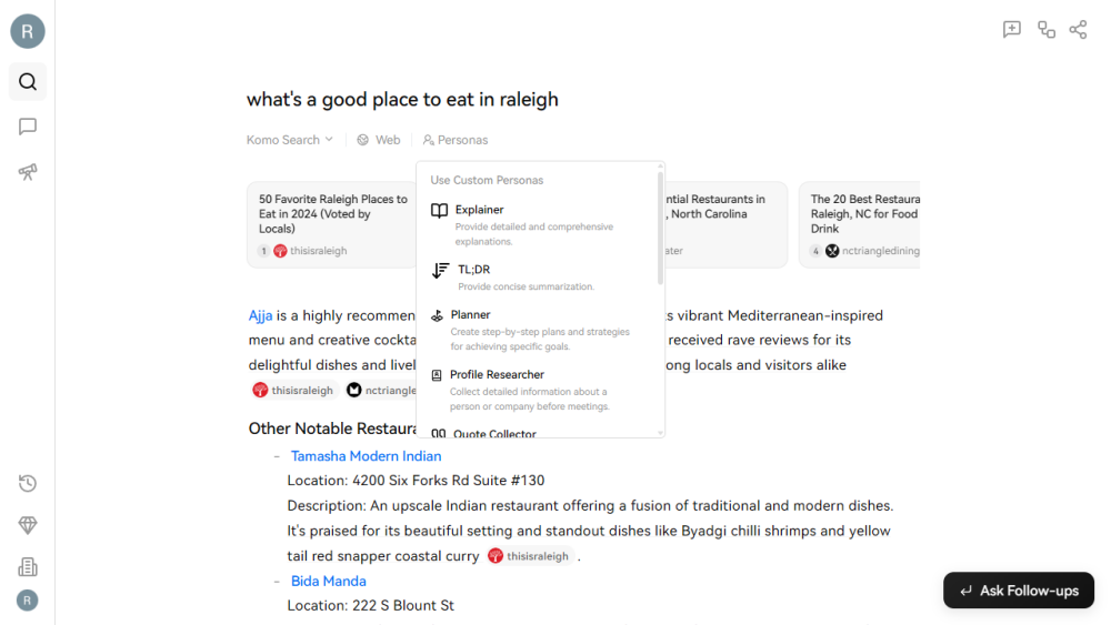 Đã chán với Google Search? Đây là những công cụ tìm kiếm AI tốt nhất hiện nay! 11 Komo
