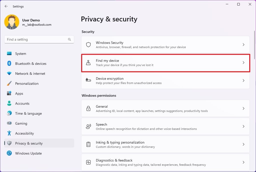 Cach bat tinh nang Tim thiet bi cua toi tren Windows 11 2