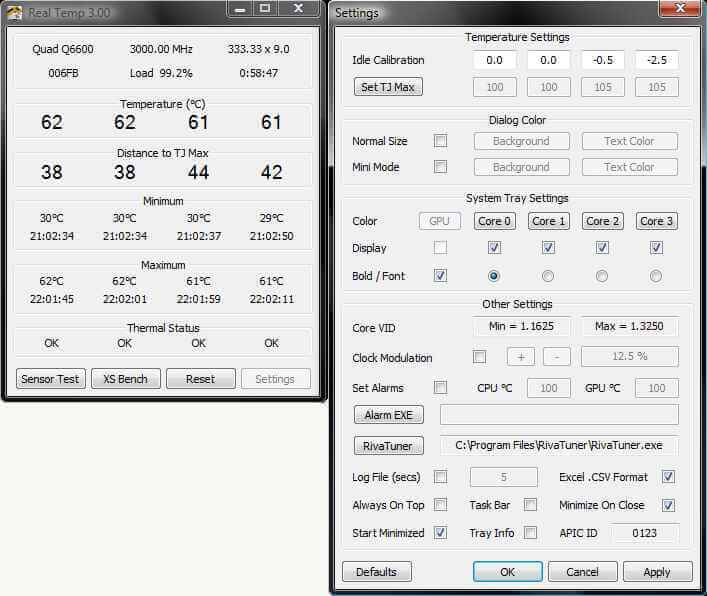 Real Temp CPU Temperature Monitoring