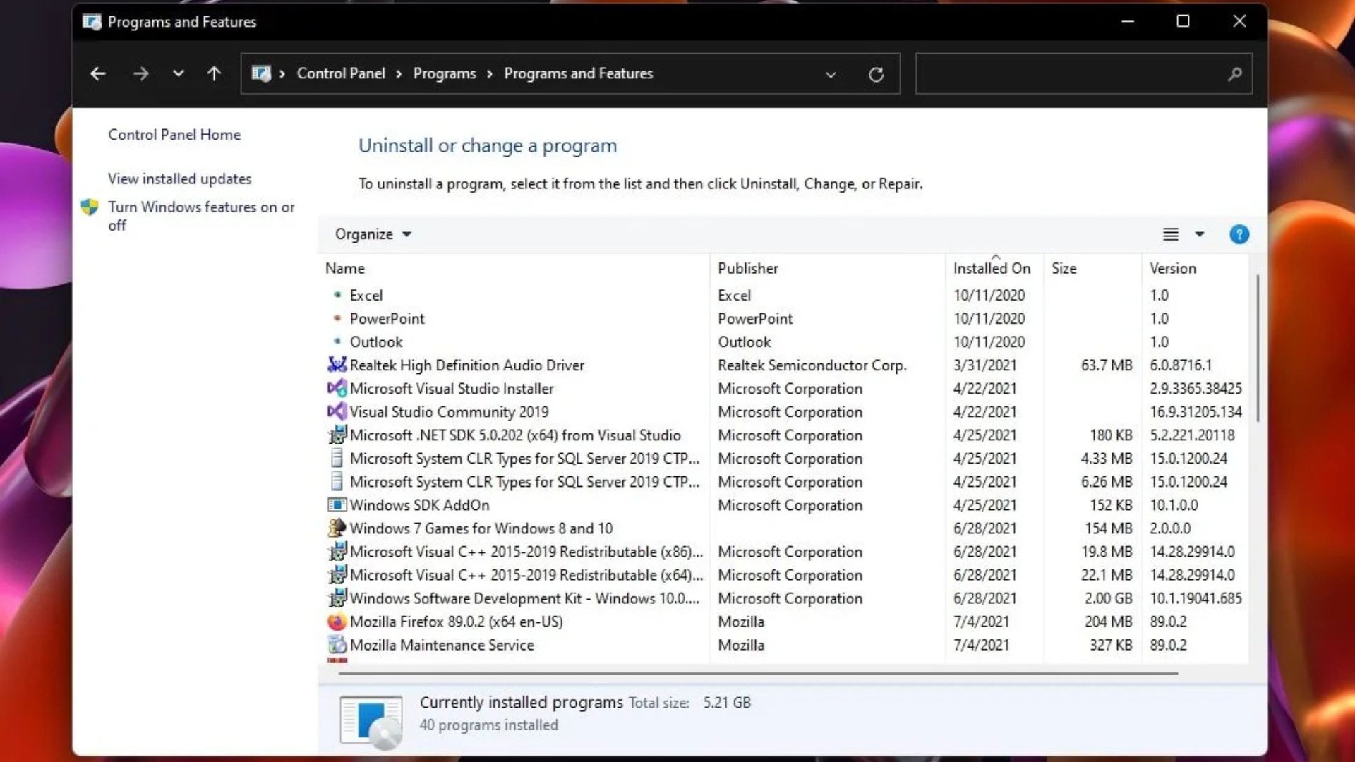 Hướng dẫn cách mở, bật và tắt cài đặt "Programs And Features" trong Windows 11 1 cach mo bat va tat cai dat Programs And Features trong Windows 11 1