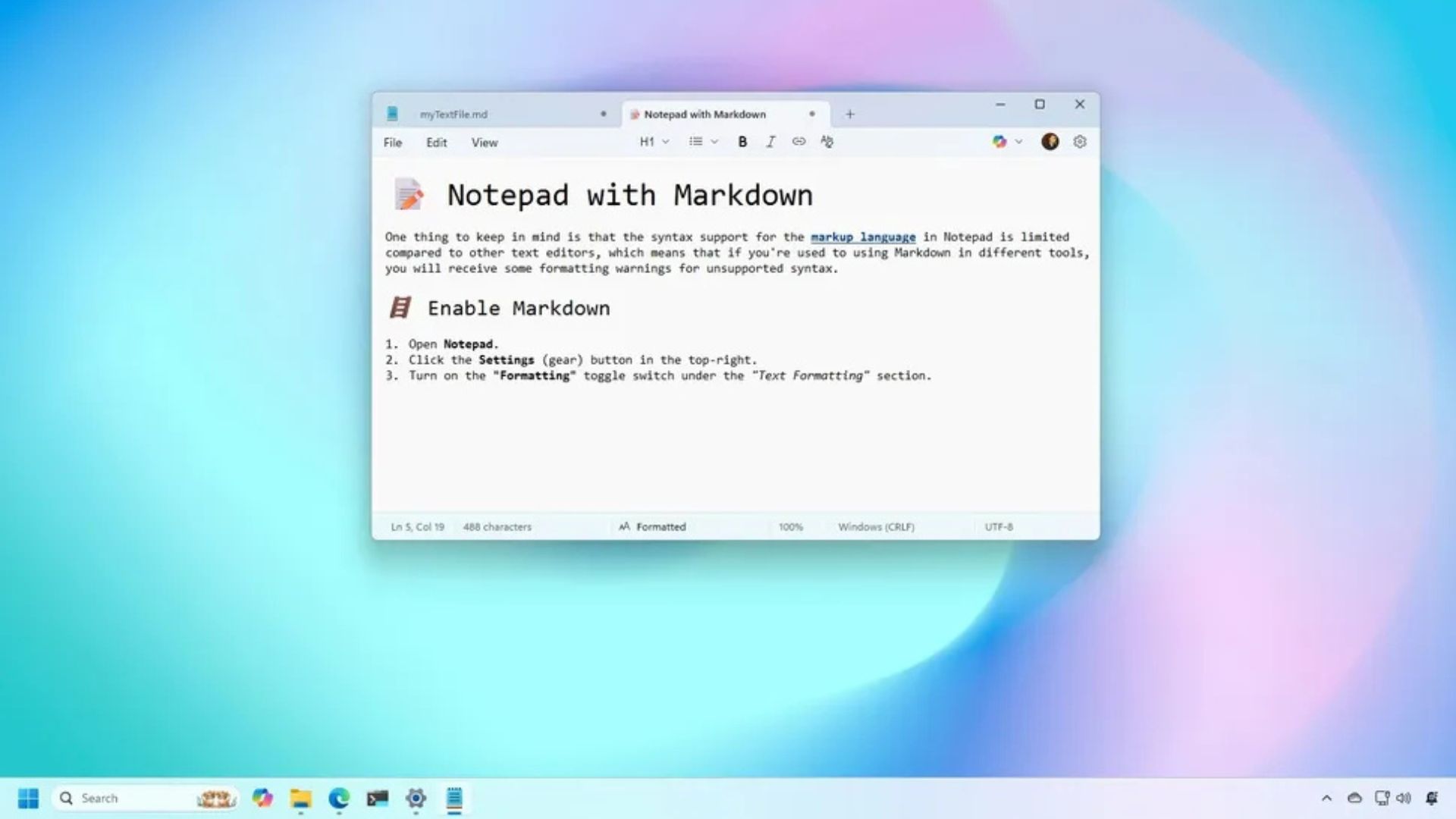 Hướng dẫn cách sử dụng Markdown trong ứng dụng Notepad trên Windows 11 1 su dung Markdown trong ung dung Notepad tren Windows 11 10