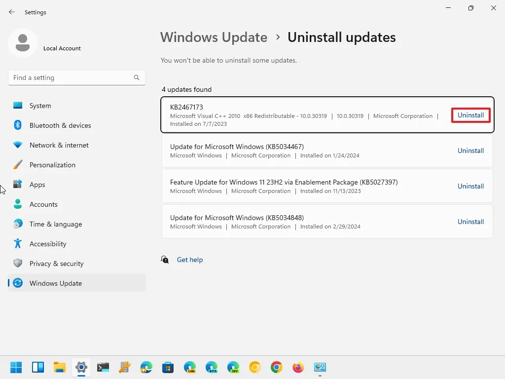 Hướng dẫn 5 cách gỡ cài đặt bản cập nhật trên Windows 11  33 5 cach go cai dat ban cap nhat tren Windows 11 1
