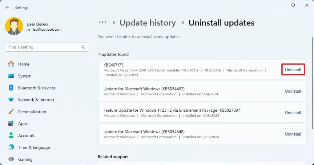 Hướng dẫn 5 cách gỡ cài đặt bản cập nhật trên Windows 11  21 5 cach go cai dat ban cap nhat tren Windows 11 13