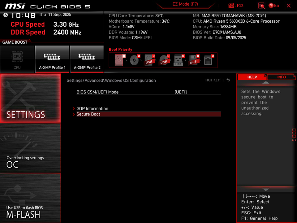 Cach bat Secure Boot va TPM 2.0 tren bo mach chu MSI AM4 11