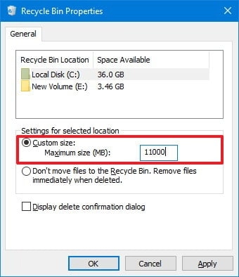 Cách thay đổi cài đặt Thùng rác "Recycle Bin" trong Windows 11 và Windows 10 19 Cach thay doi cai dat Thung rac trong Windows 11 va Windows 10 9