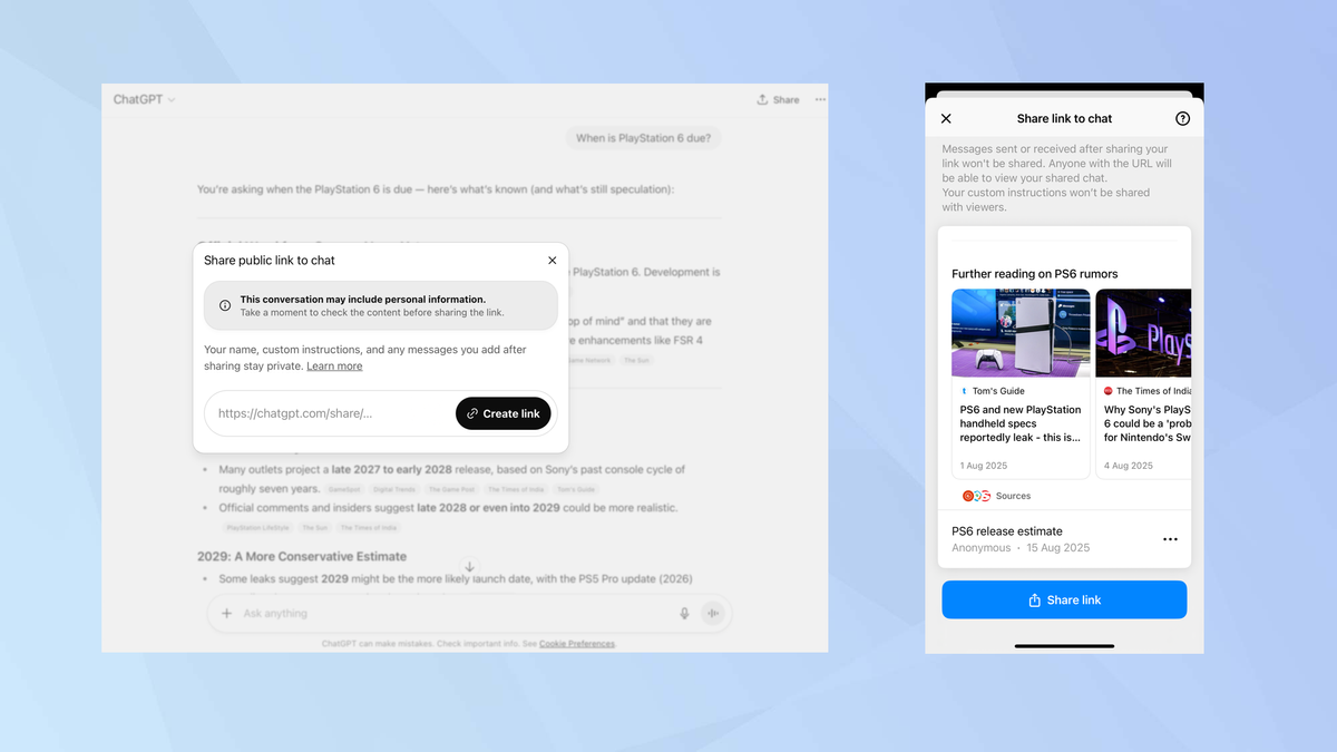 Chia sẻ đoạn chat trên ChatGPT có thể tiềm ẩn rủi ro về quyền riêng tư: Đây là cách sử dụng an toàn. 8 Chia se doan chat tren ChatGPT co the tiem an rui ro ve quyen rieng tu 3