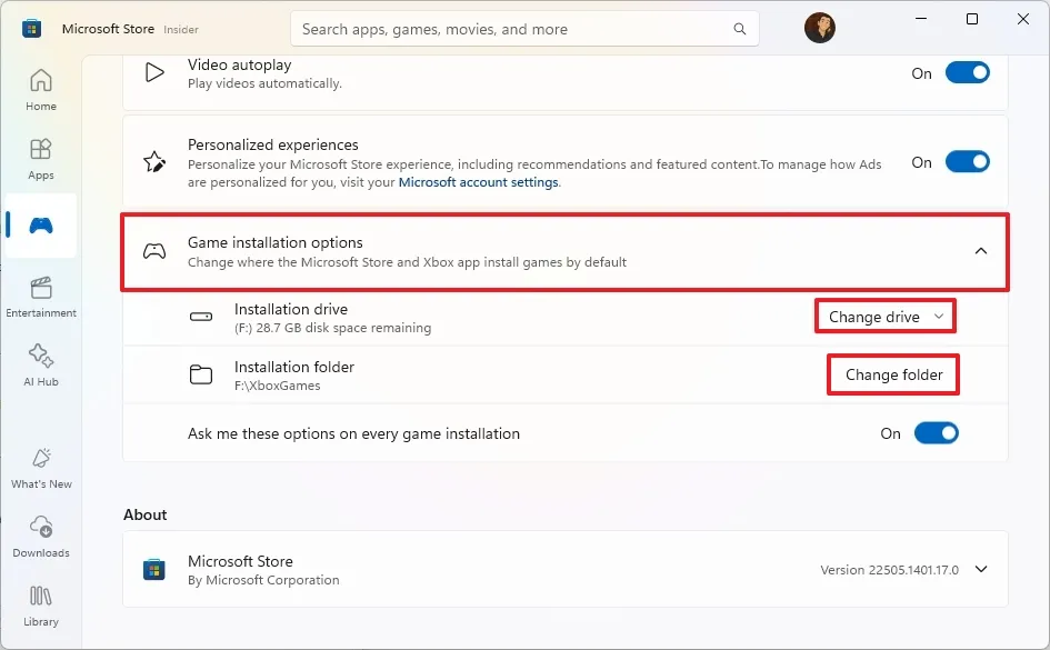 Huong dan cach thay doi o cung cai dat tro choi mac dinh tren Windows 11 5