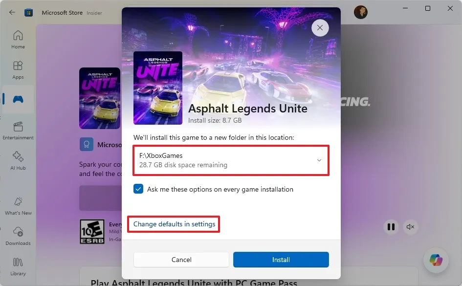 Huong dan cach thay doi o cung cai dat tro choi mac dinh tren Windows 11 6