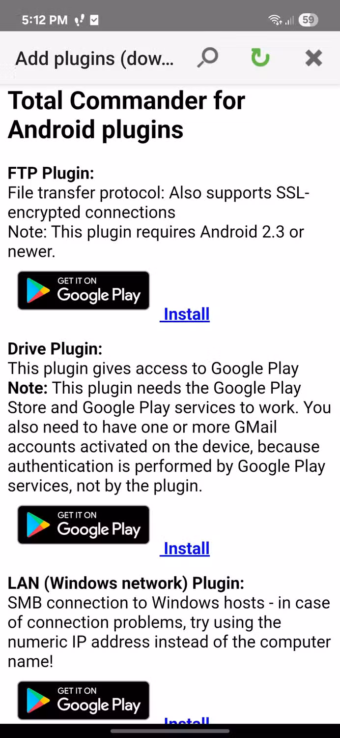 Total Commander Trinh quan ly tep hai ngan toi uu danh cho Android 2