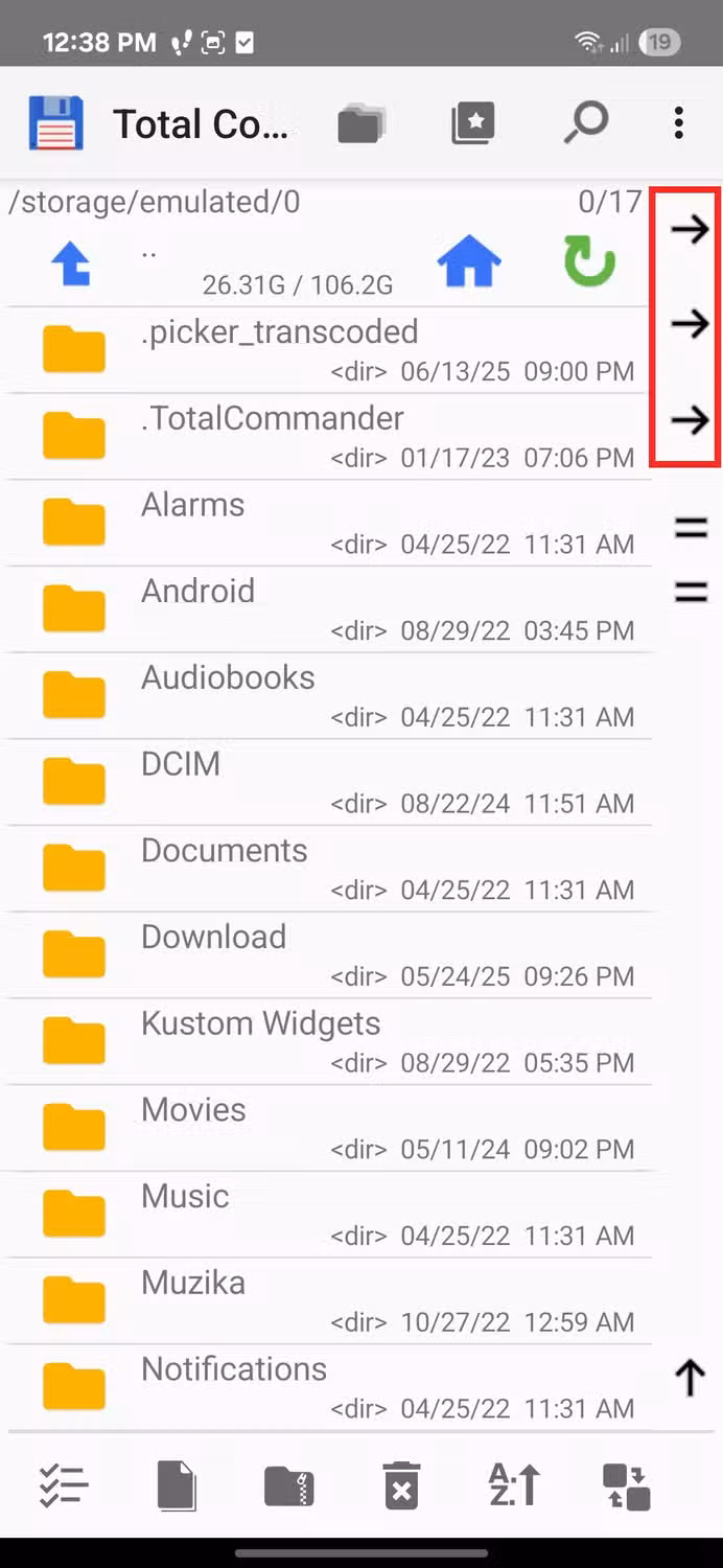 Total Commander Trinh quan ly tep hai ngan toi uu danh cho Android 8