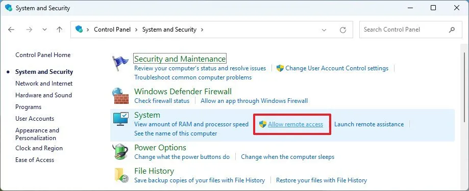 Hướng dẫn cách bật Remote Desktop trên Windows 11 10 allow remote access windows11 control panel