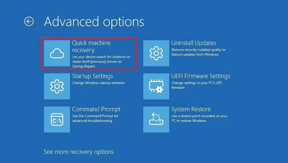 cach bat Quick Machine Recovery de khac phuc su co khoi dong tren Windows 11 4