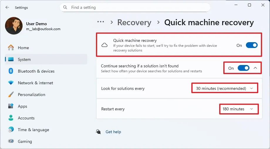 cach bat Quick Machine Recovery de khac phuc su co khoi dong tren Windows 11 5