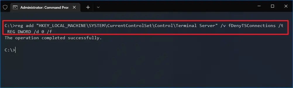 cach bat Remote Desktop bang Command Prompt tren Windows 10 2