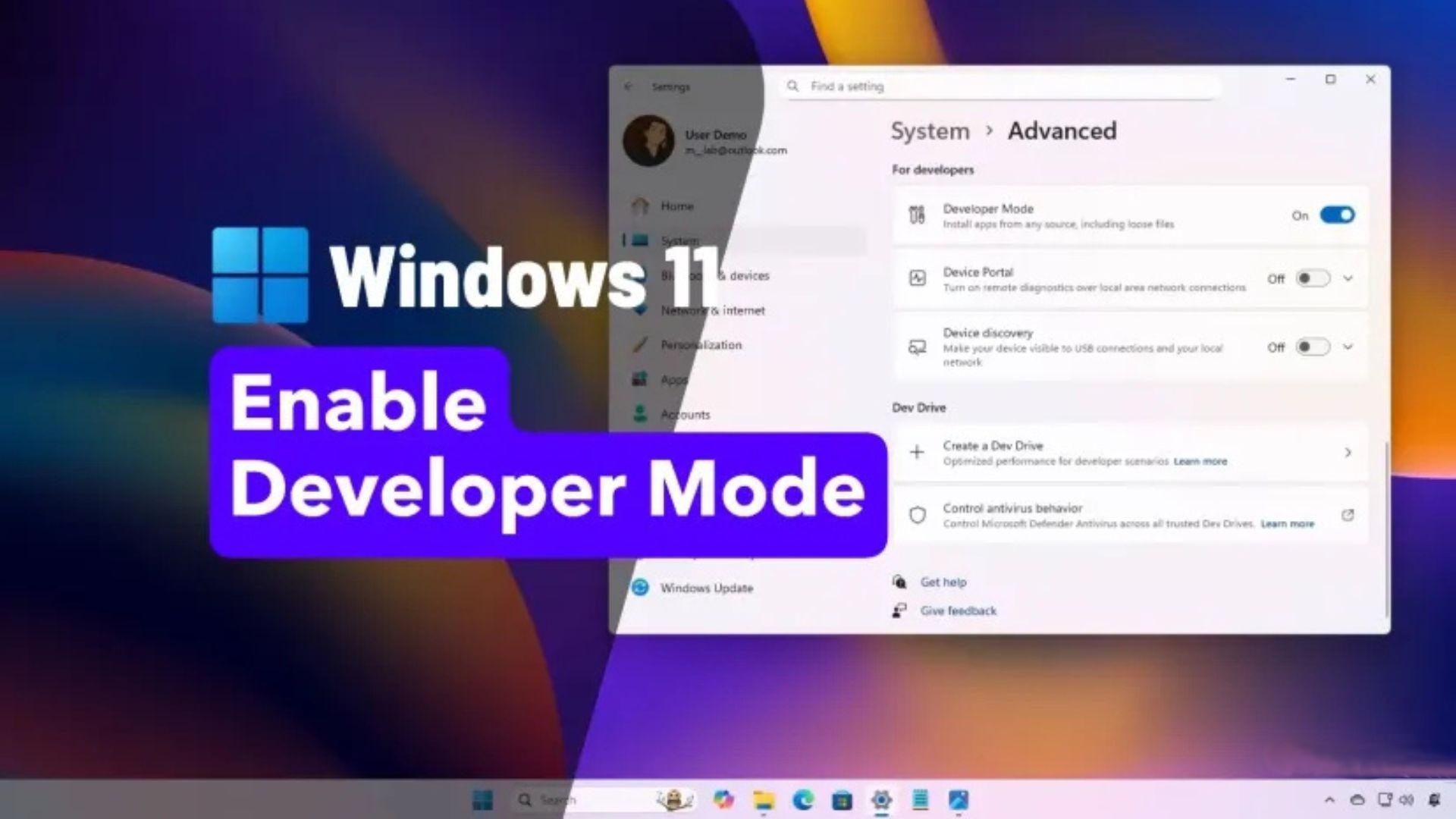 Hướng dẫn cách bật chế độ nhà phát triển trên Windows 11 1 cach bat che do nha phat trien tren Windows 11 1