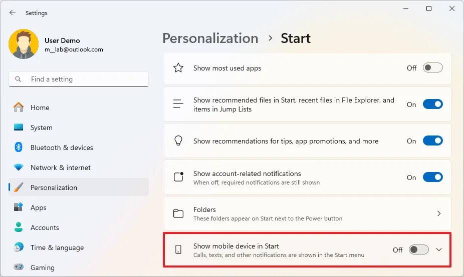 Hướng dẫn cách bật hoặc tắt thanh bên di động trên menu Start của Windows 11 9 cach bat hoac tat thanh ben di dong tren menu Start cua Windows 11 1