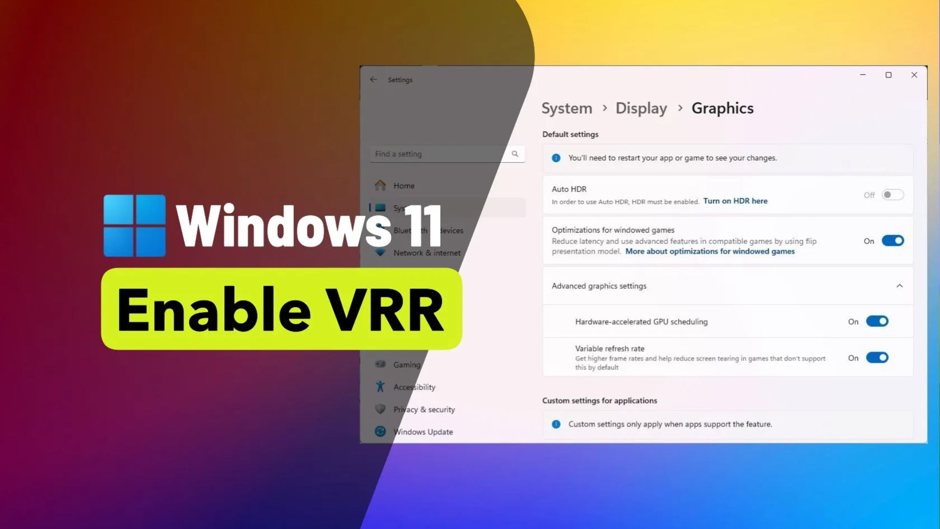 Hướng dẫn cách bật tốc độ làm mới thay đổi (VRR) cho trò chơi trên Windows 11 1 cach bat toc do lam moi thay doi VRR cho tro choi tren Windows 11 1