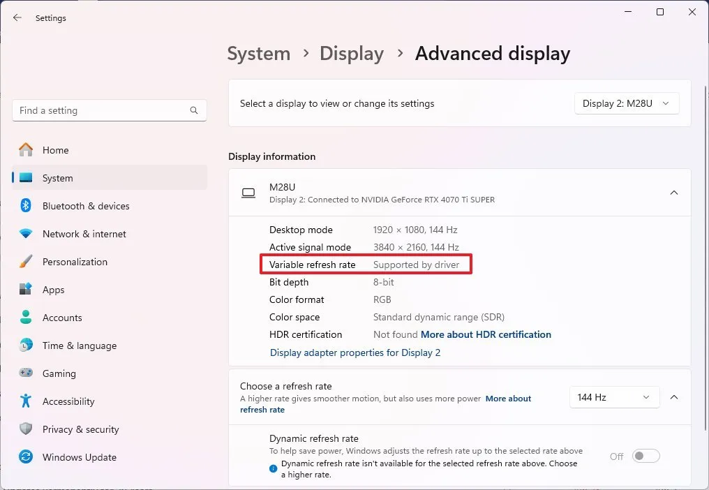 Hướng dẫn cách bật tốc độ làm mới thay đổi (VRR) cho trò chơi trên Windows 11 5 cach bat toc do lam moi thay doi VRR cho tro choi tren Windows 11 1