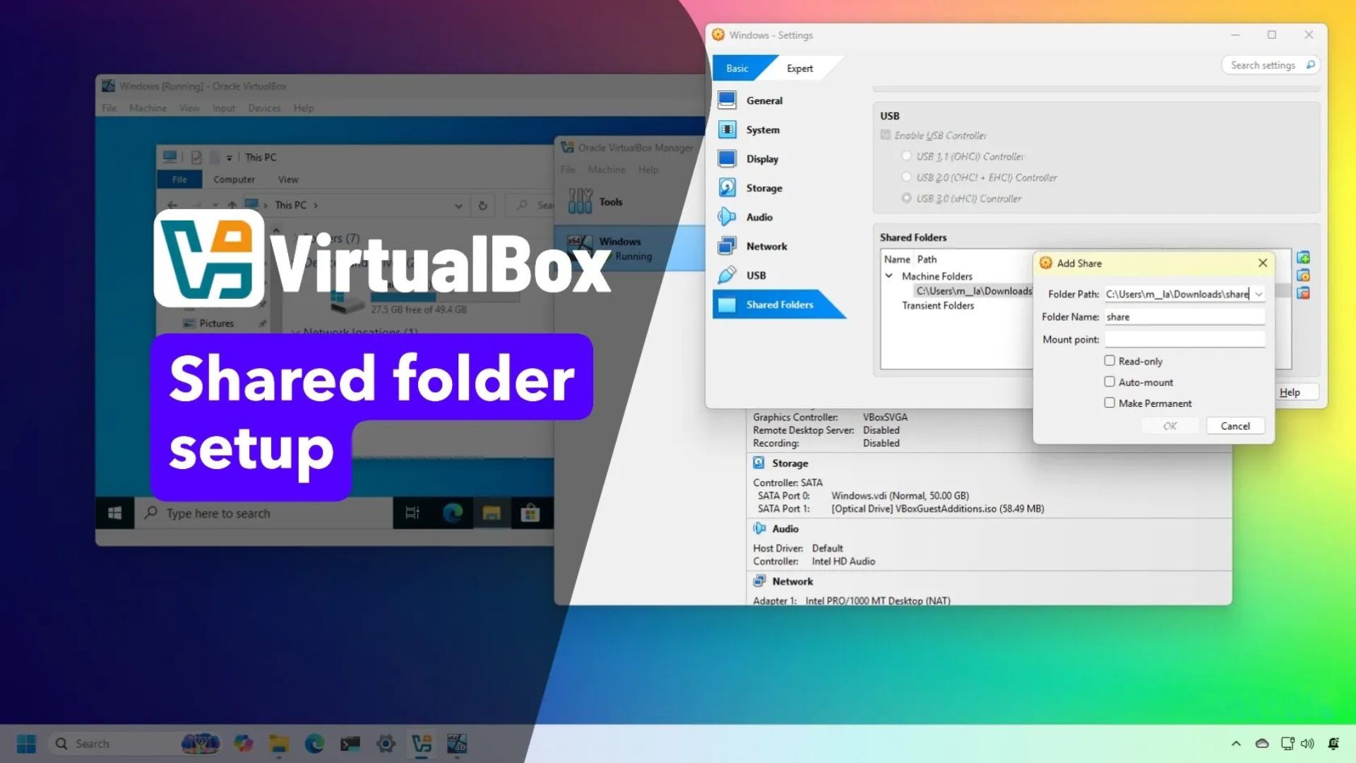 Hướng dẫn cách chia sẻ thư mục giữa máy chủ và máy ảo trong Virtualbox trên Windows 11 và 10 1 cach chia se thu muc giua may chu va may ao trong Virtualbox tren Windows 11 va 10 1